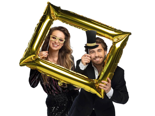 Fotó kellékek + fóliás lufi keret - 13 db.