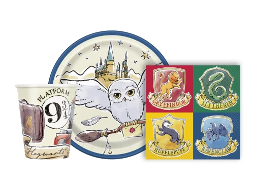 Harry Potter poharak + tányérok + papírszalvéták készlet - 32 db.