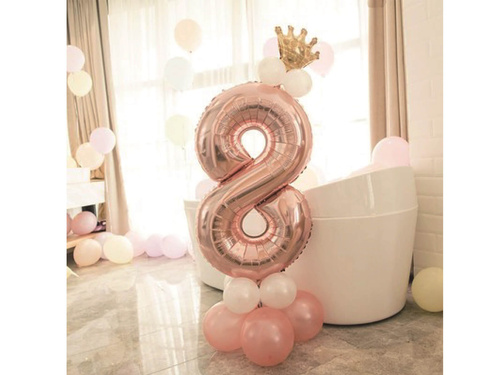 Léggömb készlet a nyolcas számmal rózsaarany - 15 db.