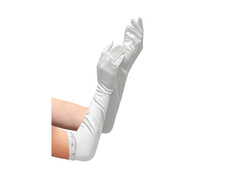 Hosszú fehér szatén kesztyű - gyerekeknek