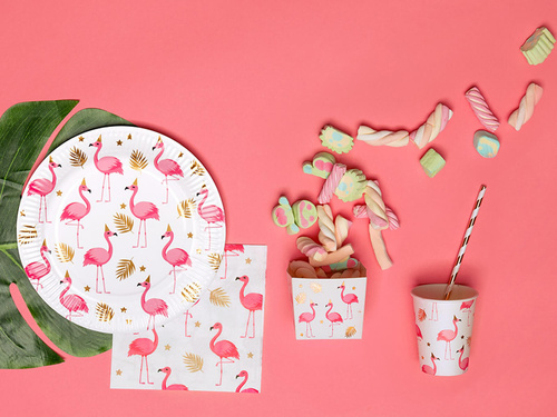 Papírtányérok Hawaii flamingók - 23 cm - 10 db.