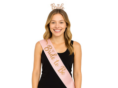 Rózsaarany szíj szett menyasszonyi fejpánttal - 1 db.