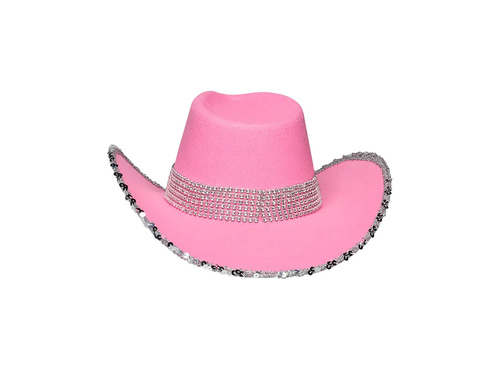 Rózsaszín flitteres cowboy kalap - 1 db.
