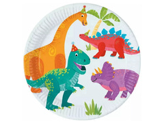Dino születésnapi papírtányérok - 23 cm - 8 db.
