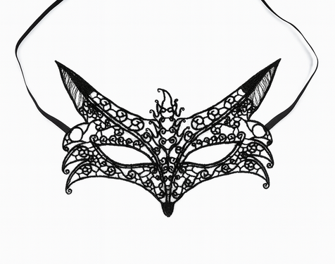 Csipke farsangi maszk fekete - 1 db.