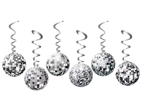 Lógó dekoráció Disco disznók - ezüst - 6 db.
