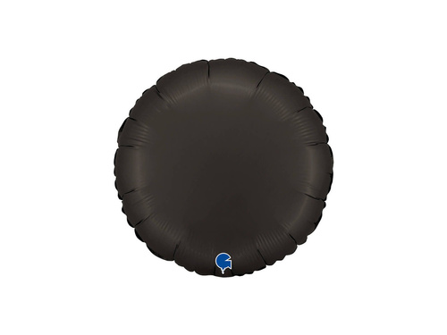 Kerek szatén fekete fóliás lufi - 14" - 1 db.