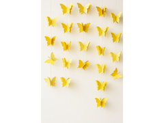 Akasztós dekoráció Sárga pillangók 3D - 3 m - 1 db.
