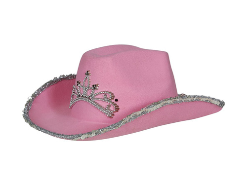 Rózsaszín cowboy kalap tiarával - 1 db.