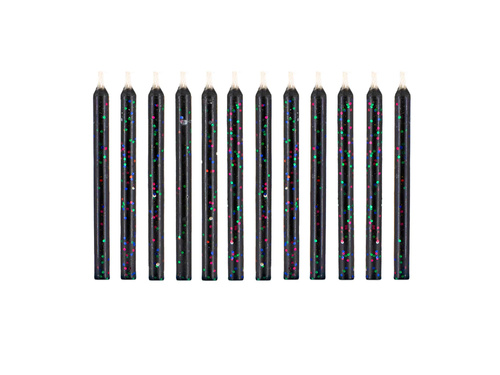 Varázslatos születésnapi gyertyák fekete - 6 cm - 12 db.