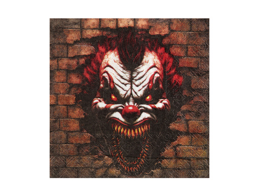 Gyilkos bohóc Halloween szalvéta - 33 cm - 20 db.