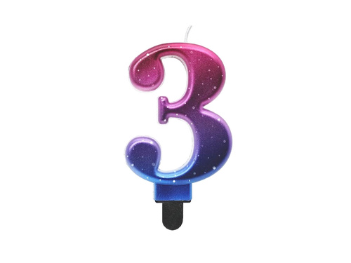 Éjszakai égbolt fém számgyertya - 3 - három
