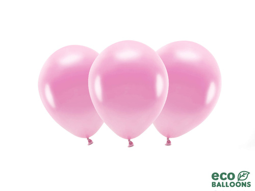 EKO fémezett latex lufi rózsaszín - nagy - 10 db.