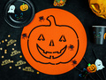 Papírtányérok Halloweenre a szellem, a macska és a tök - 18 cm - 6 db.