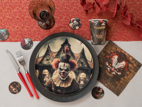 Halloween papírpoharak A gyilkos bohóc - 270 ml - 10 db.