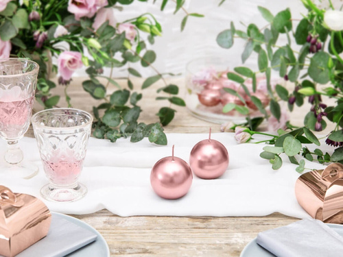 Fém gömbgyertya, arany rózsaszín - 8 cm - 1 db.