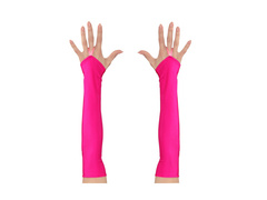 Neon rózsaszín szatén ujjatlan kesztyű 43 cm