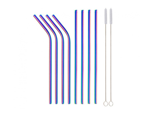 Újrafelhasználható fém törhető csőszívószálak - 4 db.
