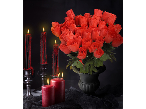 Mesterséges vörös rózsa virág - 44 cm - 1 db.