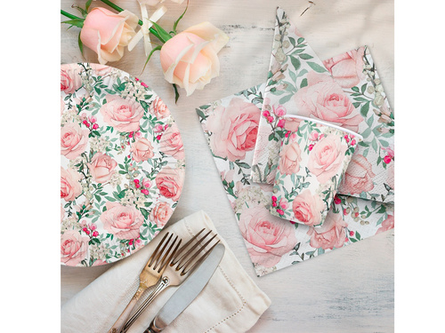 Papírtányérok Rózsa - 23 cm - 8 db.