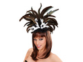 Szamba táncos fejpánt fekete és fehér tollakkal - 1 db.