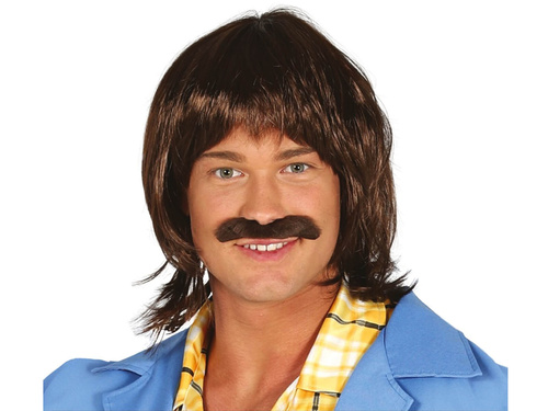 Barna paróka bajuszkészlettel