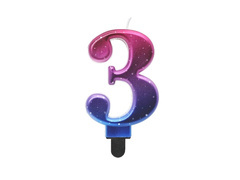 Éjszakai égbolt fém számgyertya - 3 - három