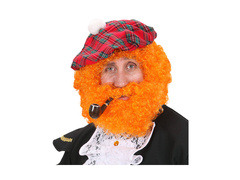 Narancssárga göndör skót és ír paróka szakállal