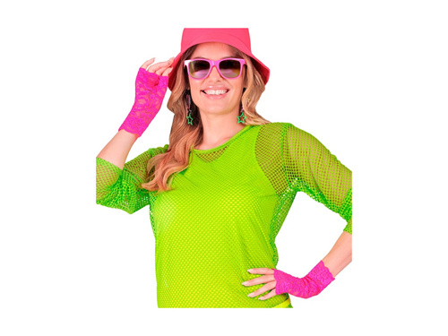 Neon rózsaszín csipkés kesztyű