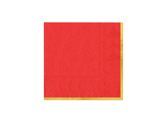 Piros papírszalvéta aranyszegéllyel - 33 cm - 10 db.