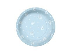Kék tányérok koronákkal - 18 cm - 10 db.