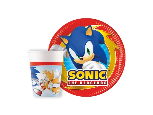 Sonic születésnapi papírpoharak + tányérok készlet - 16 db.