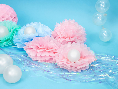 Függő pom-pom virág dekoráció - j. rózsaszín - 35 cm - 1 db.