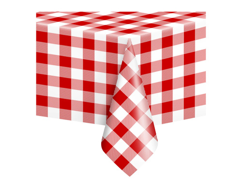 Piros-fehér kockás fóliás terítő - 137 x 274 cm - 1 db.