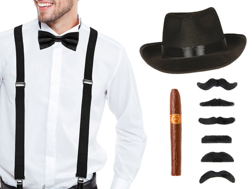 Gengszter szett fekete - 1 szett.