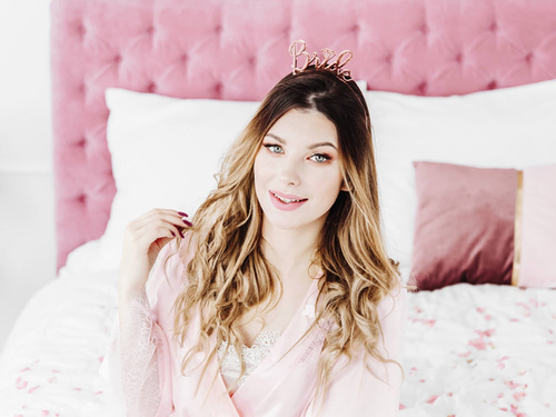 Menyasszonyi fejpánt rózsaarany - 1 db.