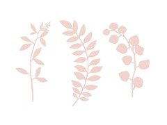 Díszítő gallyak levelekkel por rózsaszín - 9 db.