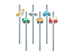 Autók születésnapi szívószálak - 6 db.