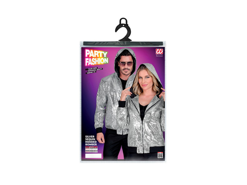 Party flitteres kabát - kapucnis bomber - ezüst