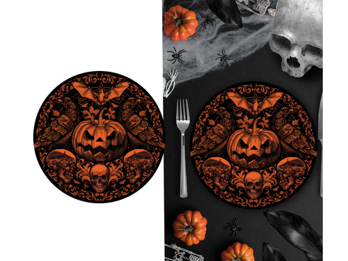 Halloween papírtányér Kísérteties tök - 23 cm - 6 db.