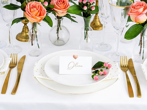 Névjegykártyák asztalra Szív - 10 x 5 cm - 10 db.