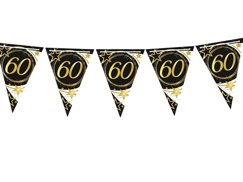 Fekete zászlós banner hatvanadik születésnapra - 300 cm - 1 db.