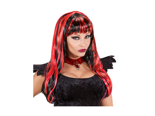 Fekete Halloween paróka piros kiemelésekkel