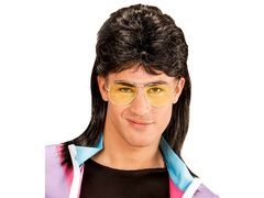 Férfi fekete Disco paróka + szemüveg