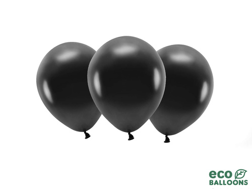 EKO fémezett latex lufi fekete - nagy - 10 db.