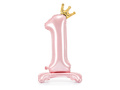 Álló fólialufi 1. számú rózsaszín lufi koronával - 84 cm - 1 db.