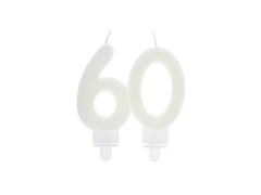 Fluoreszkáló 60. évfordulós gyertya - 9 cm - 1 db.