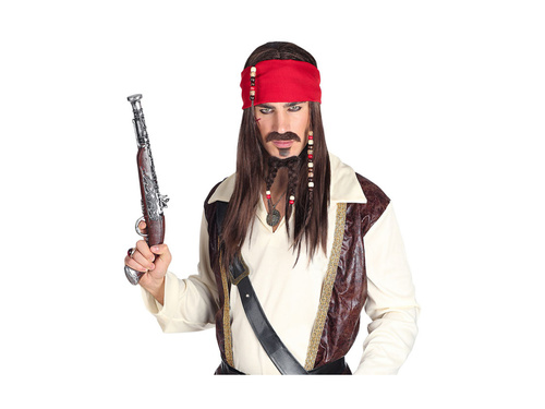 A Karib-tenger kalózai paróka kendővel, bajusszal és gyöngyös kecskeszakállal