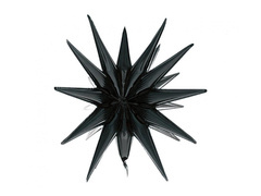 3D fagyasztott fekete csillag fólialufi - 50 x 46 cm - 1 db.