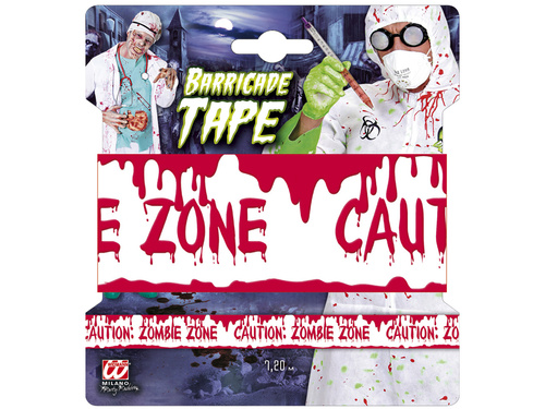 Vigyázat Zombie Zone szalagdíszítés - 7,2 m - 1 db.